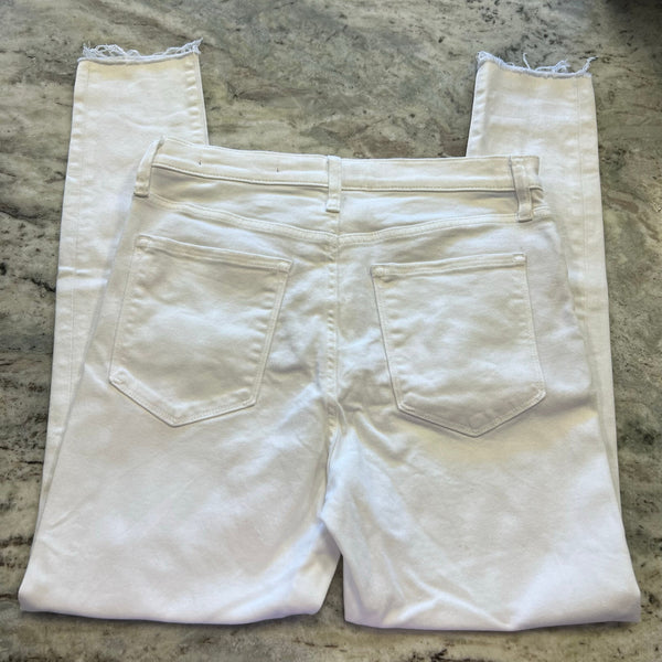 Banana Republic White High Rise Raw Hem Skinny Jeans Size 29
