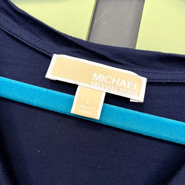 Michael Kors Navy Blue V-Neck Soft Tee Size Large
