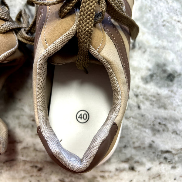 Women's Brown Two Tone Sneakers Size EU 40