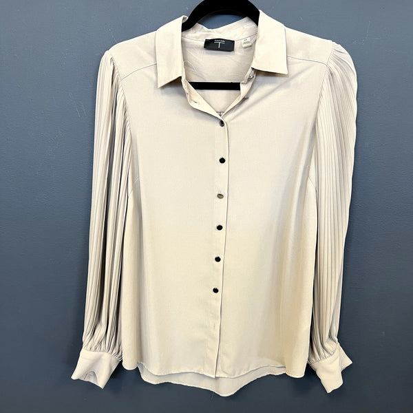 Tahari Women's Tan Button Down Blouse Size Small