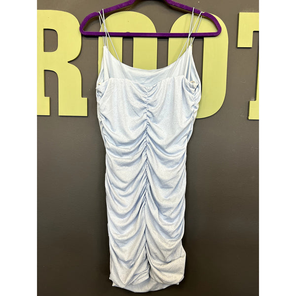 B. Darlin Light Blue Shimmer Ruched Cocktail Mini Dress Size 13/14