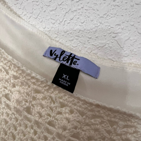 Vylette Ivory Crochet Knit Tank Top Size XL