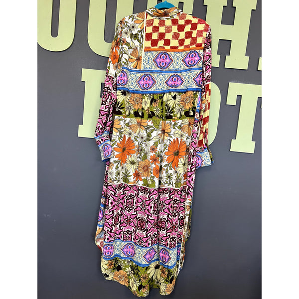 Free People Jackie Printed Button Down Maxi Dress Size Medium