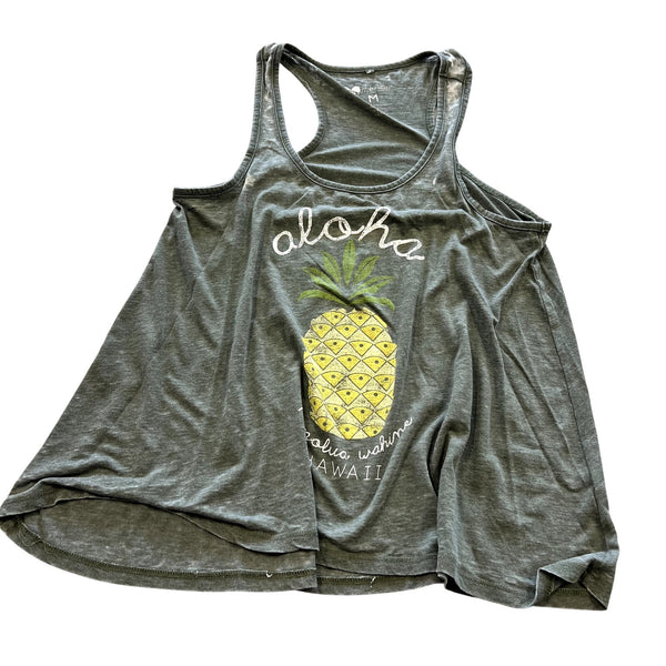Honolulu Women's Pineapple Burnout Tank Top Medium