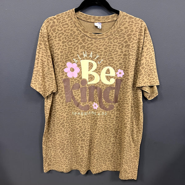 Love in Faith Always Be Kind Leopard Print Graphic Tee Size 2XL
