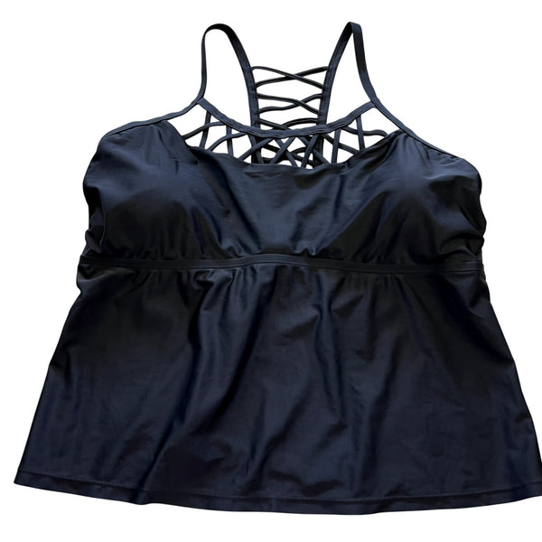 NWT Black Cage Style Tankini Top Size 1XL