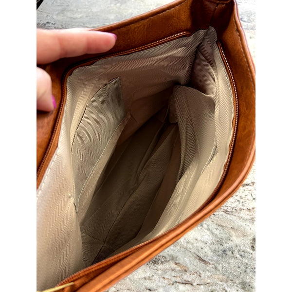Vegan Leather Brown Crossbody Bag