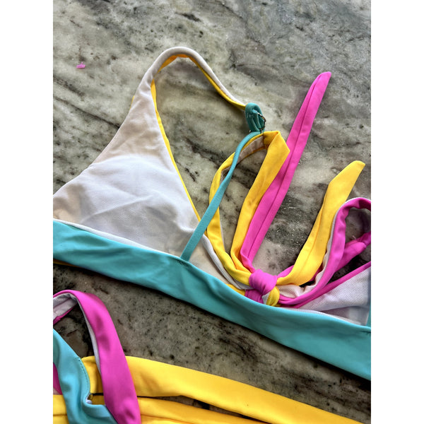 Women's Multi Color Block Strappy Swimsuit Size Small