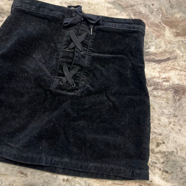 SO Black Corduroy Front Tie Mini Skirt Size 1