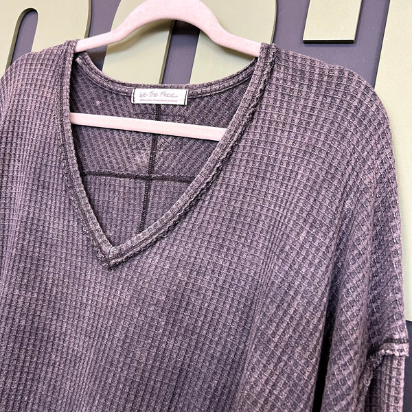 We the Free Coraline Thermal Waffle Charcoal Top Small