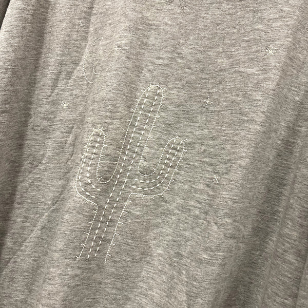 NWT Cozy Embroidered Cactus Crew Neck Sweatshirt 3XL