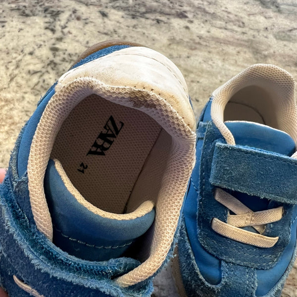 Zara Blue Suede Velcro Sneakers Size 12-18 Mo