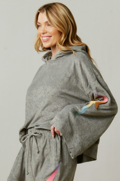 Electric Rainbow Lightning Cropped Hoodie