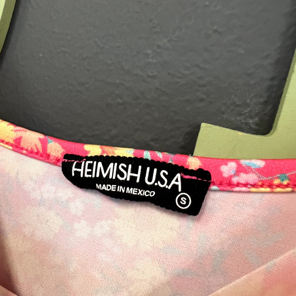 Heimish Floral Pink Ruffle Tank Top Small