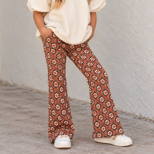 Billabong Girls Retro Floral Flare Pants Size Youth Medium