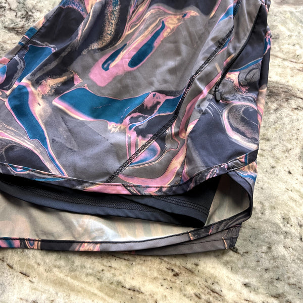 Avia Pink + Blue Watercolor Athletic Shorts Size XXL