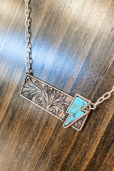 Western Bar Lightning Bolt Necklace