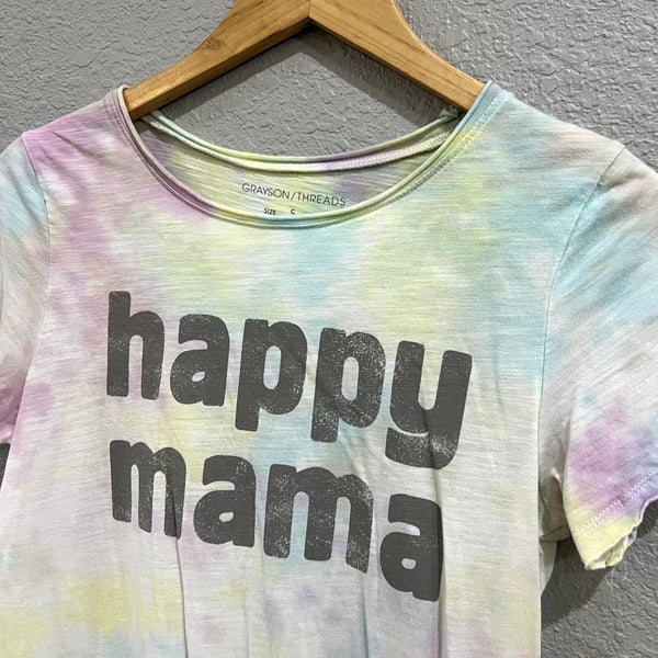 Grayson Threads Lightweight Tie Dye "Happy Mama" Graphic Tee Small