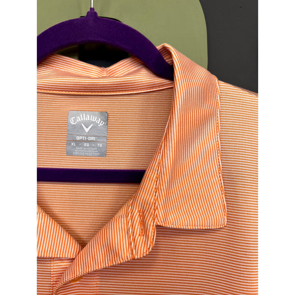 Callaway Opti Dri Orange Striped Golf Polo Size XL