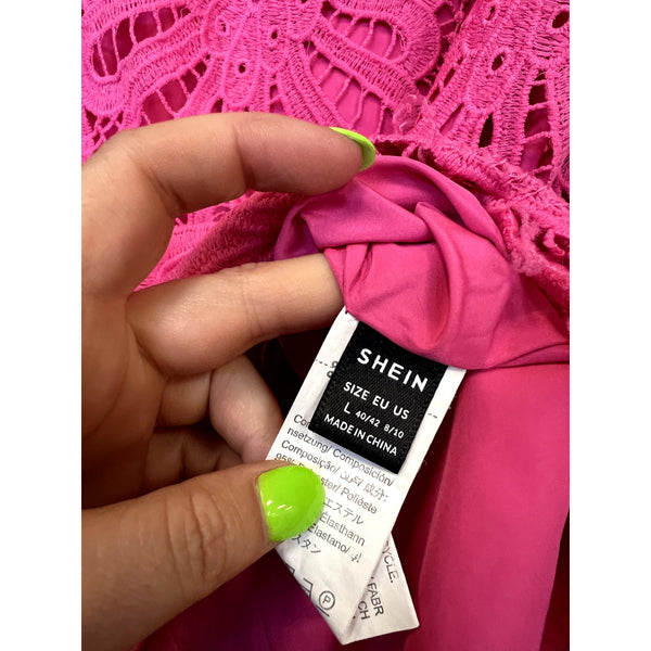 Women's Hot Pink Clasi Puff Sleeve Dress Size Large
