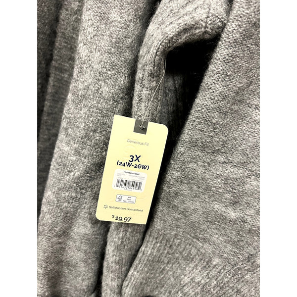 NWT Terra Sky Soft Gray Open Front Cardigan Size 3XL