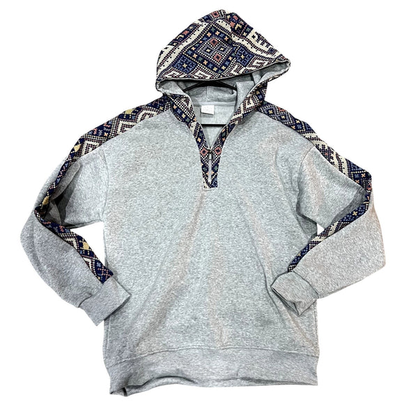 NWOT Men's Aztec Quarter Zip Hooded Pullover Large