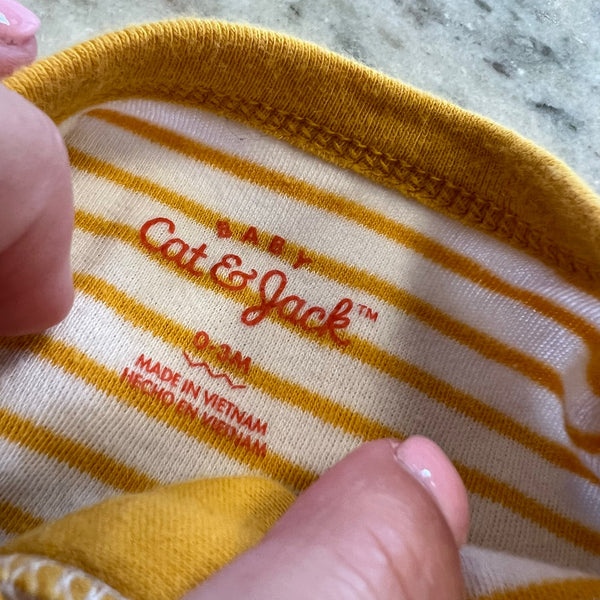 Cat & Jack Mustard Striped Full Zip One Piece Size 0-3 Mo