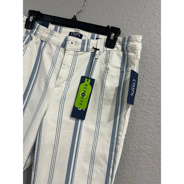 NWT Chaps Mid Rise Bootcut Light Blue Stripe Jeans Size 14