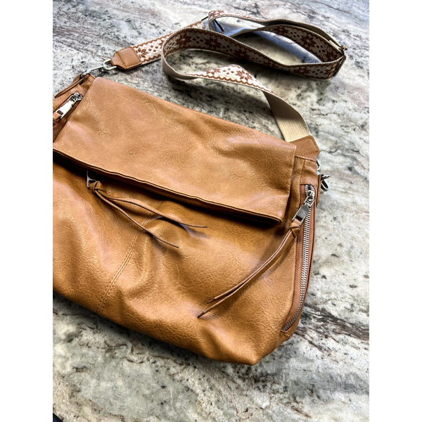 Women's Faux Leather Foldover Crossbody Bag