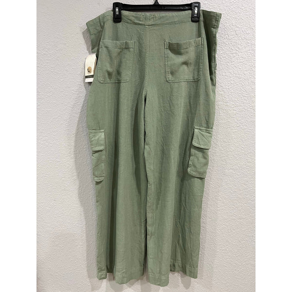NWT Wonderly Olive Green Linen Style Cargo Pants Size XL