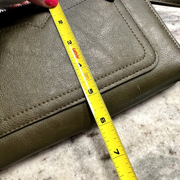 Olive Green Faux Leather Crossbody Clutch