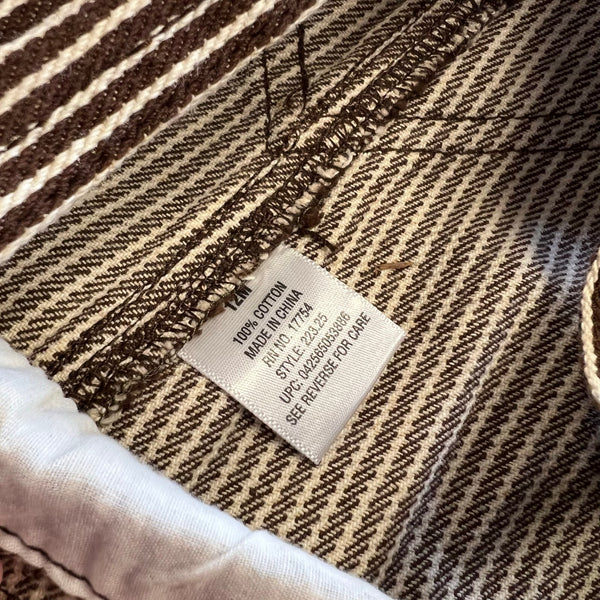 Lakin McKey Brown + White Striped Snap Bottom Overalls Size 12 Mo