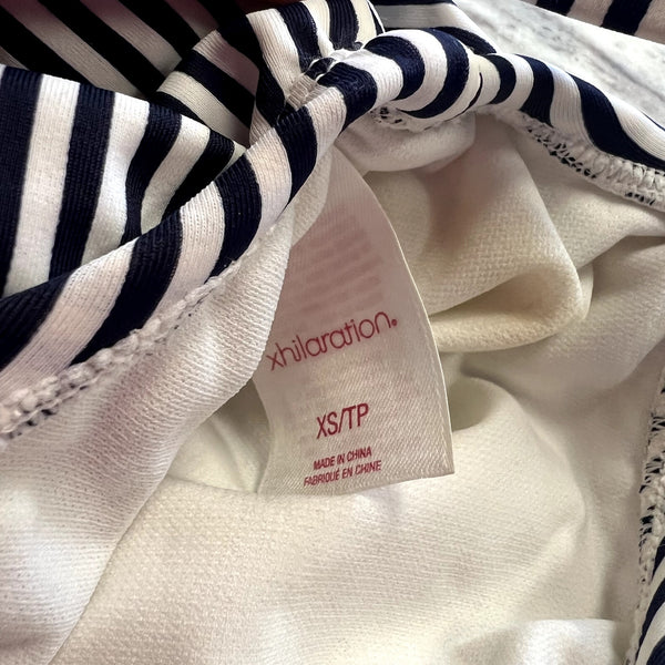 Xhiliration Striped Black + White Swim Top Size XS