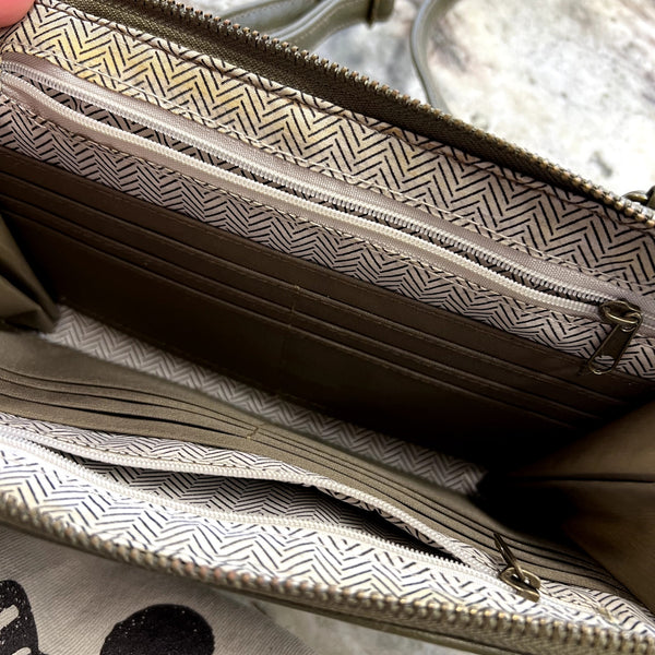 Olive Green Faux Leather Crossbody Clutch