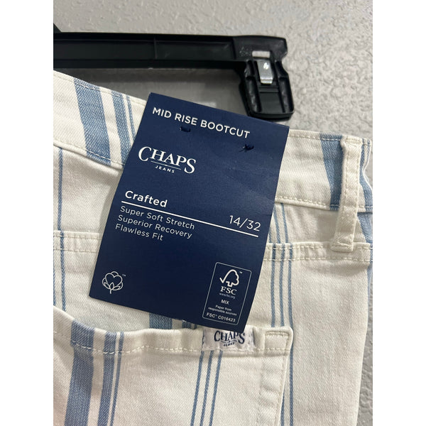 NWT Chaps Mid Rise Bootcut Light Blue Stripe Jeans Size 14