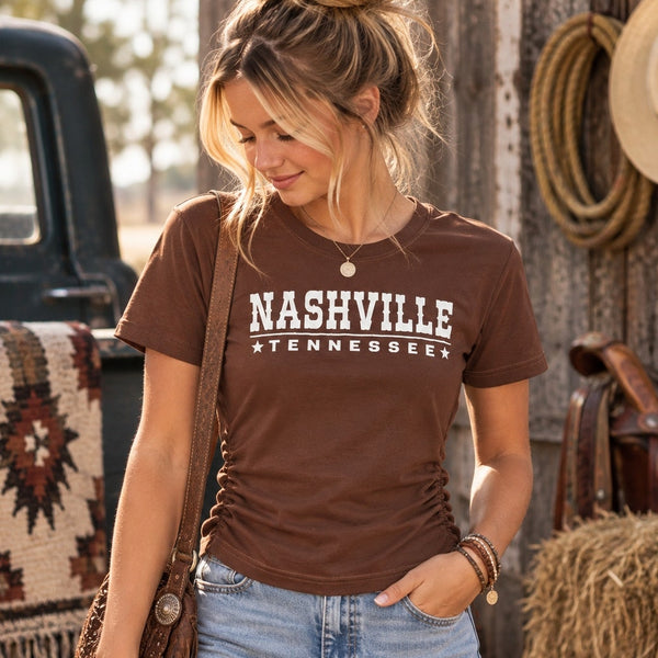 Girls Nashville Scrunched Graphic Tee Size Youth 14/16
