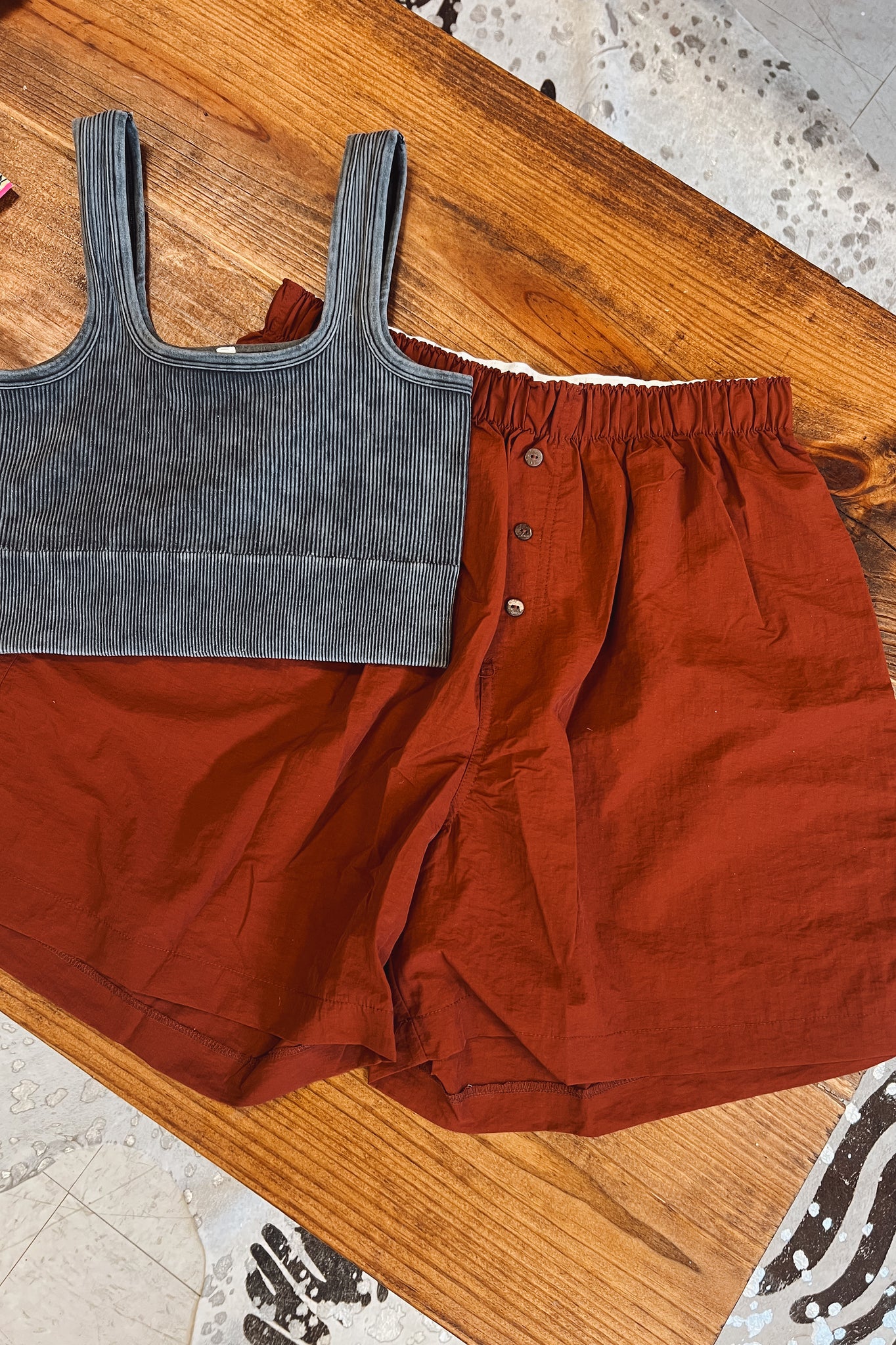 Campfire Cozy Boxer Shorts - Dark Rust