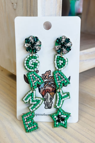 Green + White Game Day Earrings