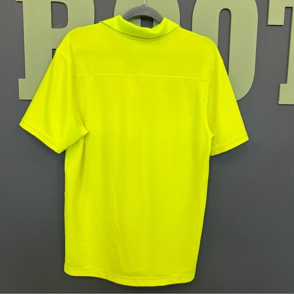 UA Under Armour Neon Yellow Loose Fit HeatGear Collared Polo Top Size Medium