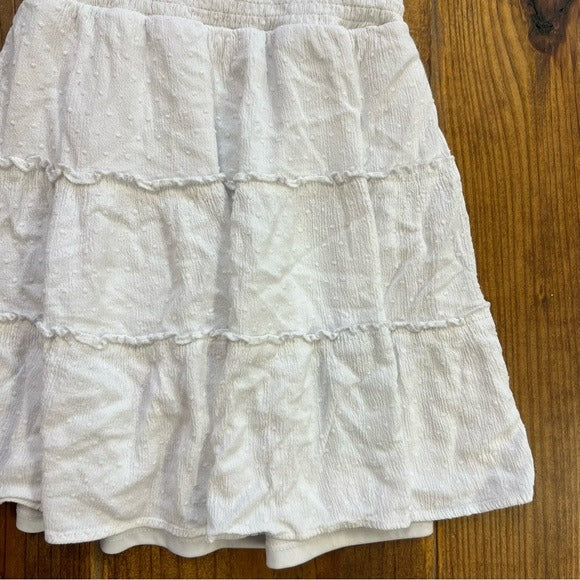 Girls White Swiss Dot Smocked Ruffle Dress Size 7/8