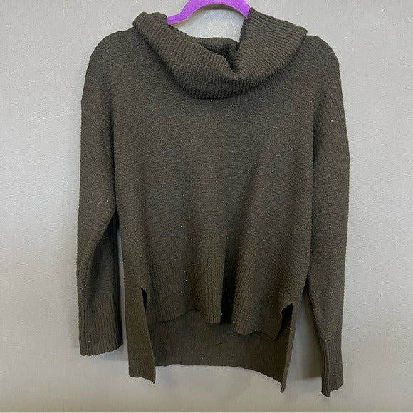 Time and Tru Waffle Knit Black Hi Low Cowl Neck Sweater XS