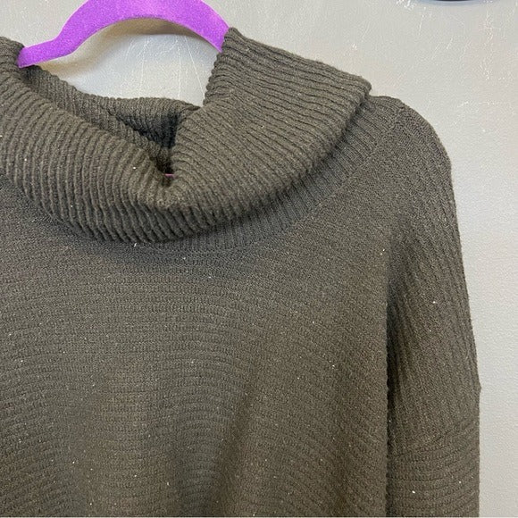 Time and Tru Waffle Knit Black Hi Low Cowl Neck Sweater XS