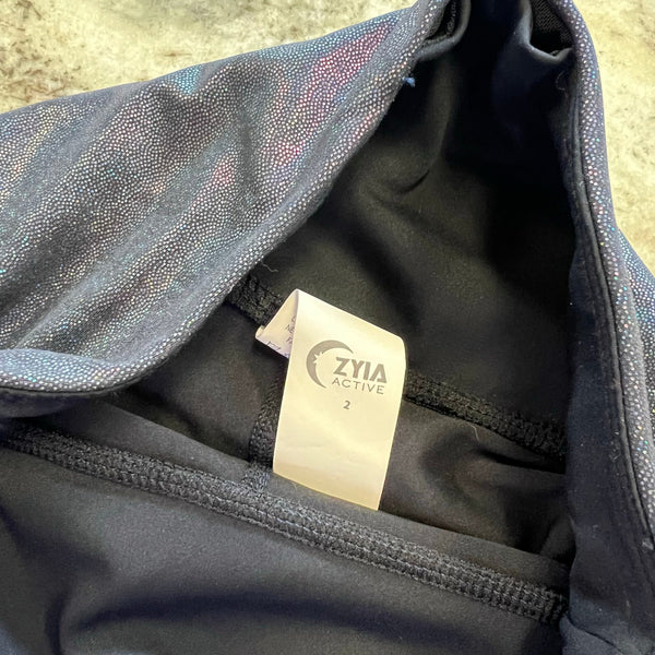 Zyia Active Metallic Shimmer Compression Leggings Full Length Size 2