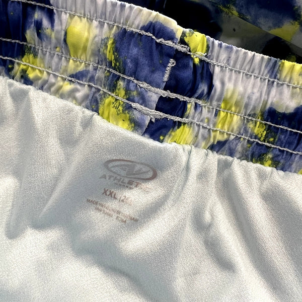 Athletic Works Blue + Yellow Watercolor Athletic Shorts XXL