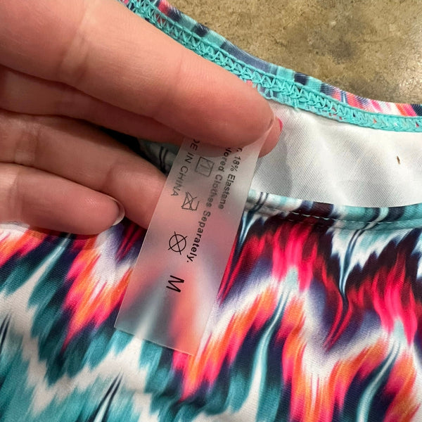 Women's Red + Blue Tribal Cheeky Bikini Set Medium