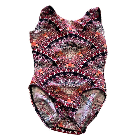 Mondor Ikat Print Purple + Orange Girls One Piece Swimsuit Size 4/6