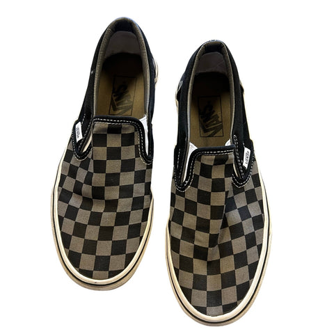 Van's Black + Gray Checkered Slip On Skate Shoes Women's Size 7.5