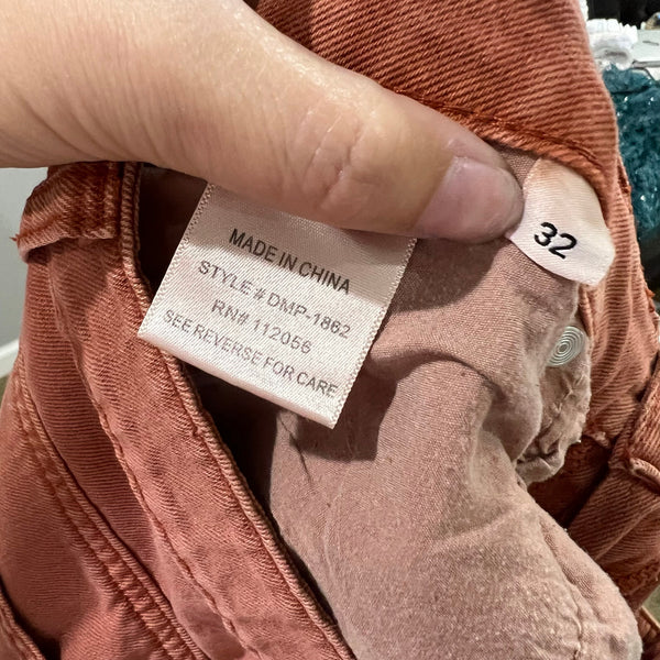 Zenana Rust Acid Wash Distressed Cropped Jeans Size 32
