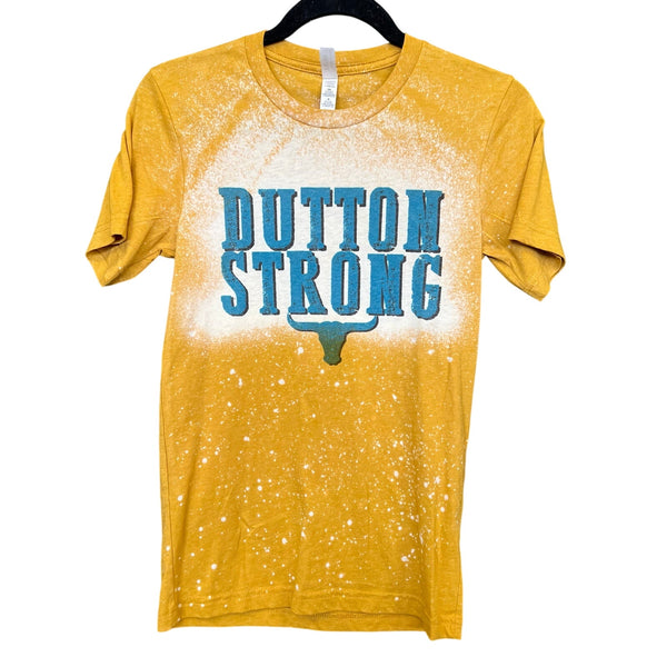 Dutton Strong Women's Mustard + Teal Bleached Graphic Tee XS