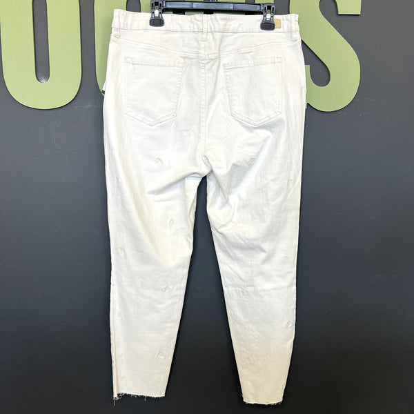 NWT Sofia Jeans White Evil Eye Skinny Ankle Jeans Size 18